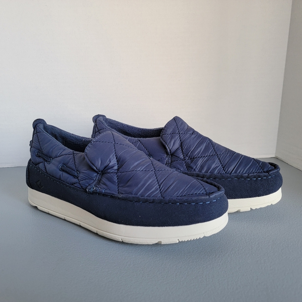 Women's Sperry Moc-Sider Quilted Nylon Sneakers NEW Size 6.5M Navy